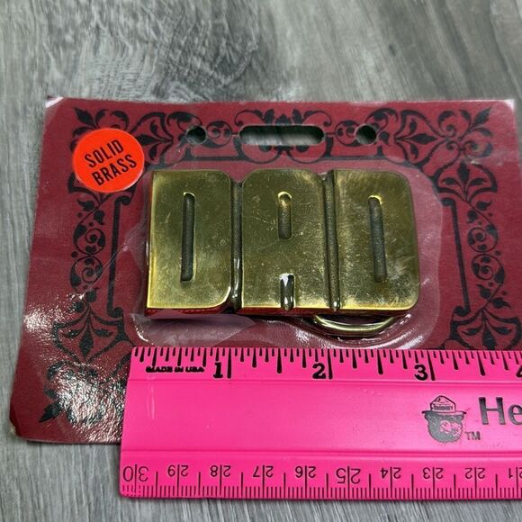 Solid brass, Dad, gold plated, toned belt buckle new in package - Picture 3 of 4